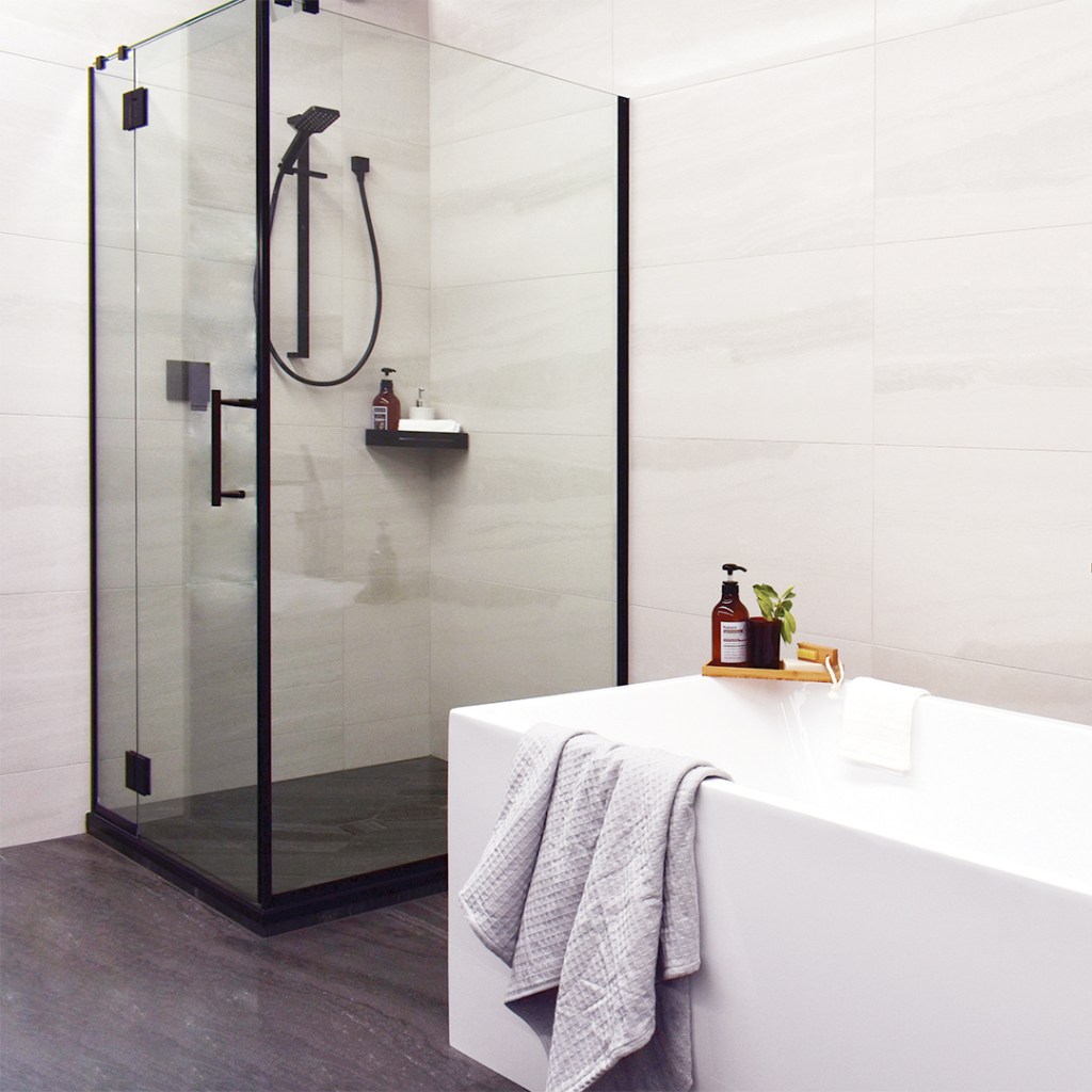 Tile Safe Shower System with 10mm Sterling Door Showerwell Home Products